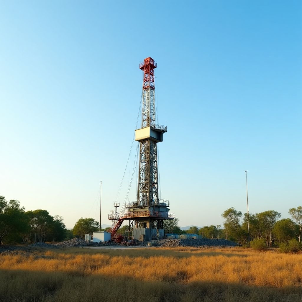 Perforación petrolera en un campo argentino.